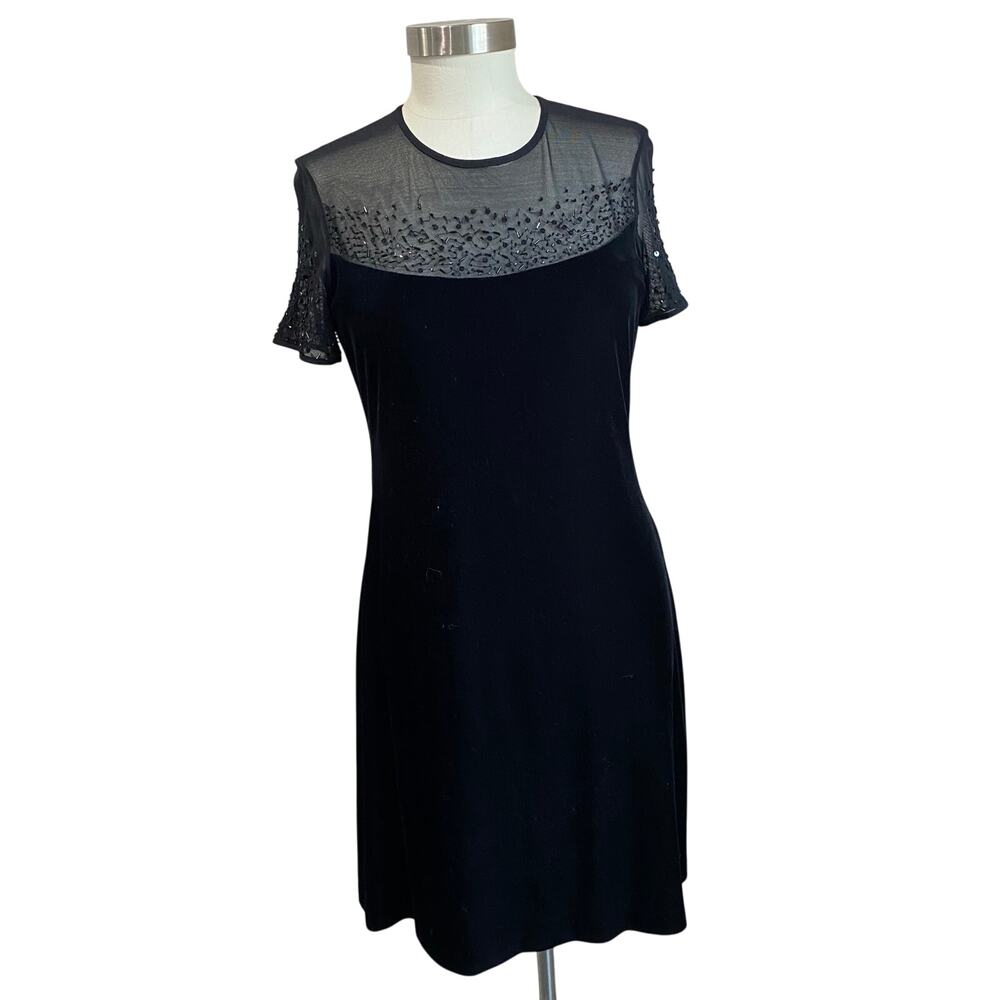 J.R Nites Caliendo by Y2K Black Velvet and Mesh Mini Black Short Dress Size 8
